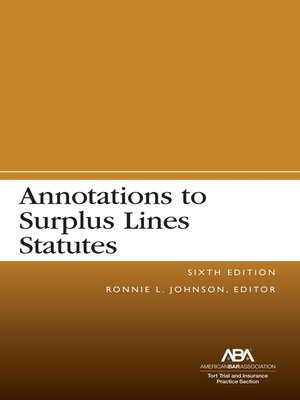 cover image of Annotations to Surplus Lines Statutes